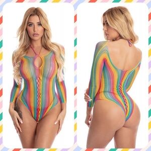 NEW NWT Long Sleeve Bodysuit Rainbow O/S
